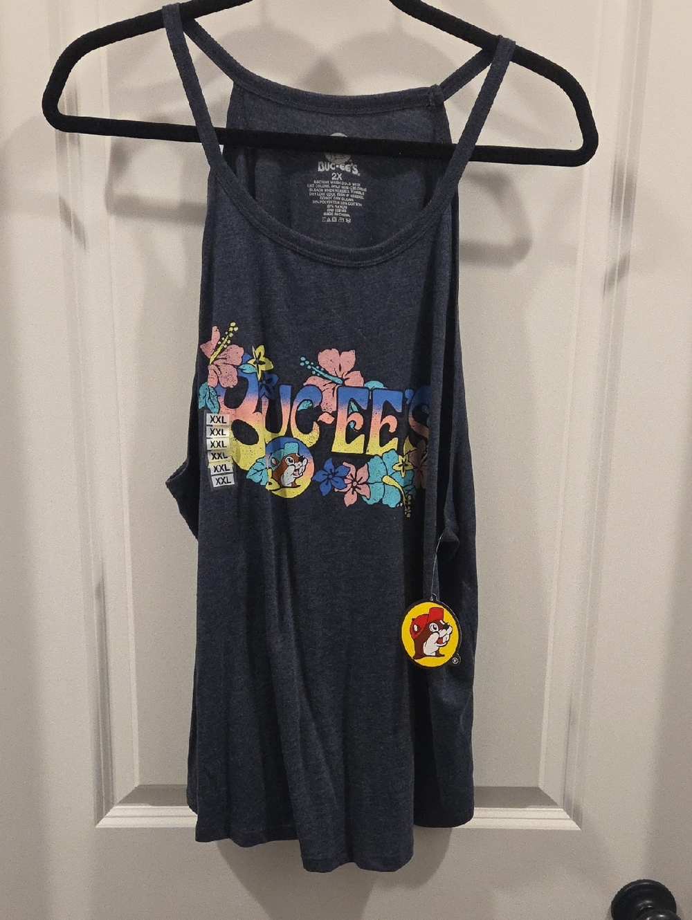 Buc-ee's Women's Navy Floral Logo Tank Top